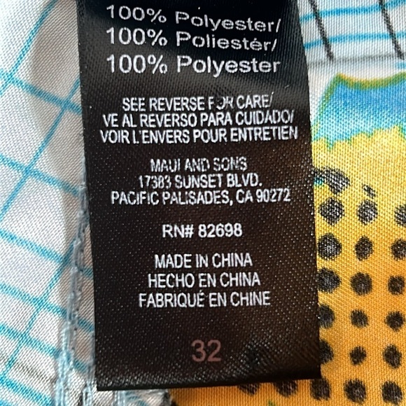 MAUI & SONS Tropical Grid Swim & Surf Shorts Mens 32 Summer Sale $10 - Picture 9 of 9